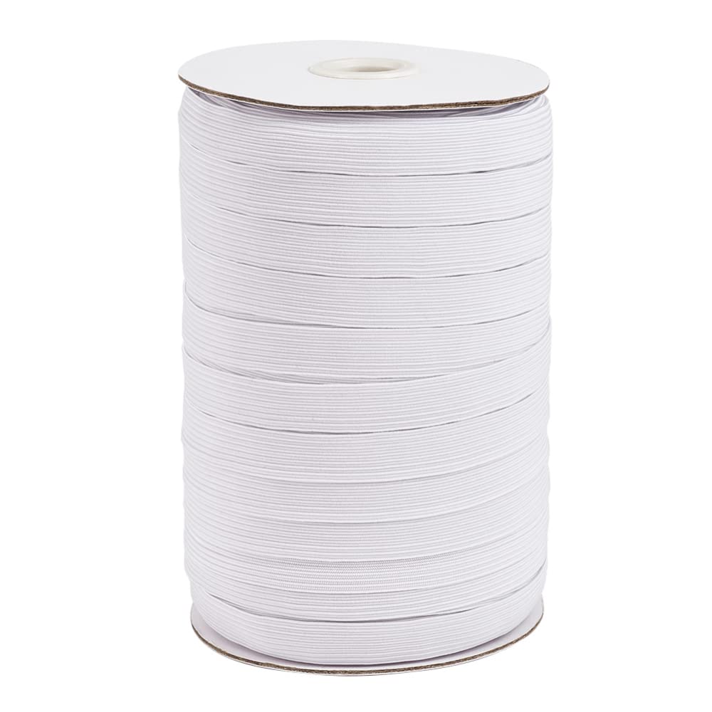 Bestewelry 100 Yards White Elastic Cord 12mm Flat Elastic Bands Elastic Sewing Ribbon with Spool for Clothes Sewing Craft Making
