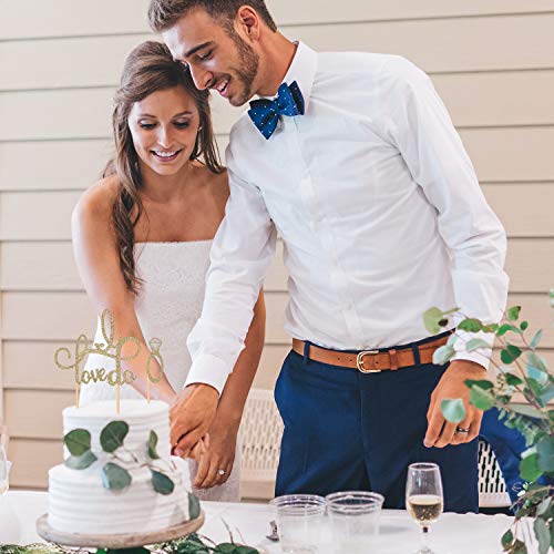 Donoter 48 Pcs Gold Glitter Diamond Ring Love I Do Cupcake Topper Picks for Wedding Engagement Party Cake Decorations
