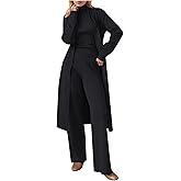 Airport Sets for Women 3 Piece Casual Dressy Jogging Suit Fleece Cardigan Sweater and Long Pants Loose Fit Travel Sets
