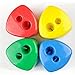 Mega Set Of 12 Double Hole Triangular Shaped Pencil Sharpener With Cover and Receptacle! Comes In 4 Colors- Red, Blue, Yellow, and Green!