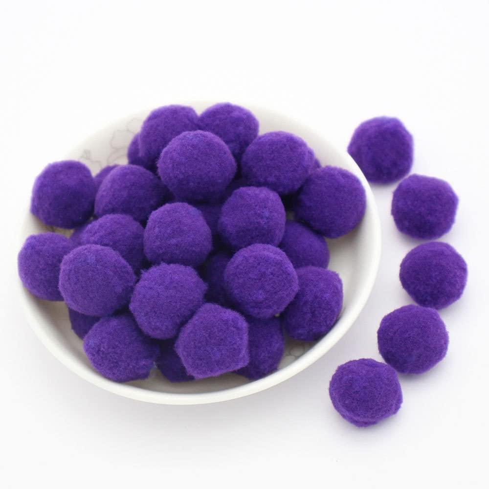 30 mm Approx. 20 Pieces Colourful Mini Pompoms for Crafts Felt Balls Colourful Pom Pom Balls Small Pompoms Fluffy Plush Balls for Decorating Sewing DIY Creative Crafts Purple