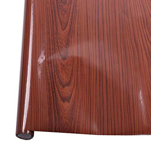 HOHOFILM 48"x393" Gloss Wood Grain Textured Vinyl Wrap Decal Sticker Air Bubble Release Adhesive Interior Wrap Film for Car &Furniture - Thumbnail 5