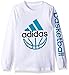 adidas Little Boys' Basic Long Sleeve Tee Shirt, White Logo, 7