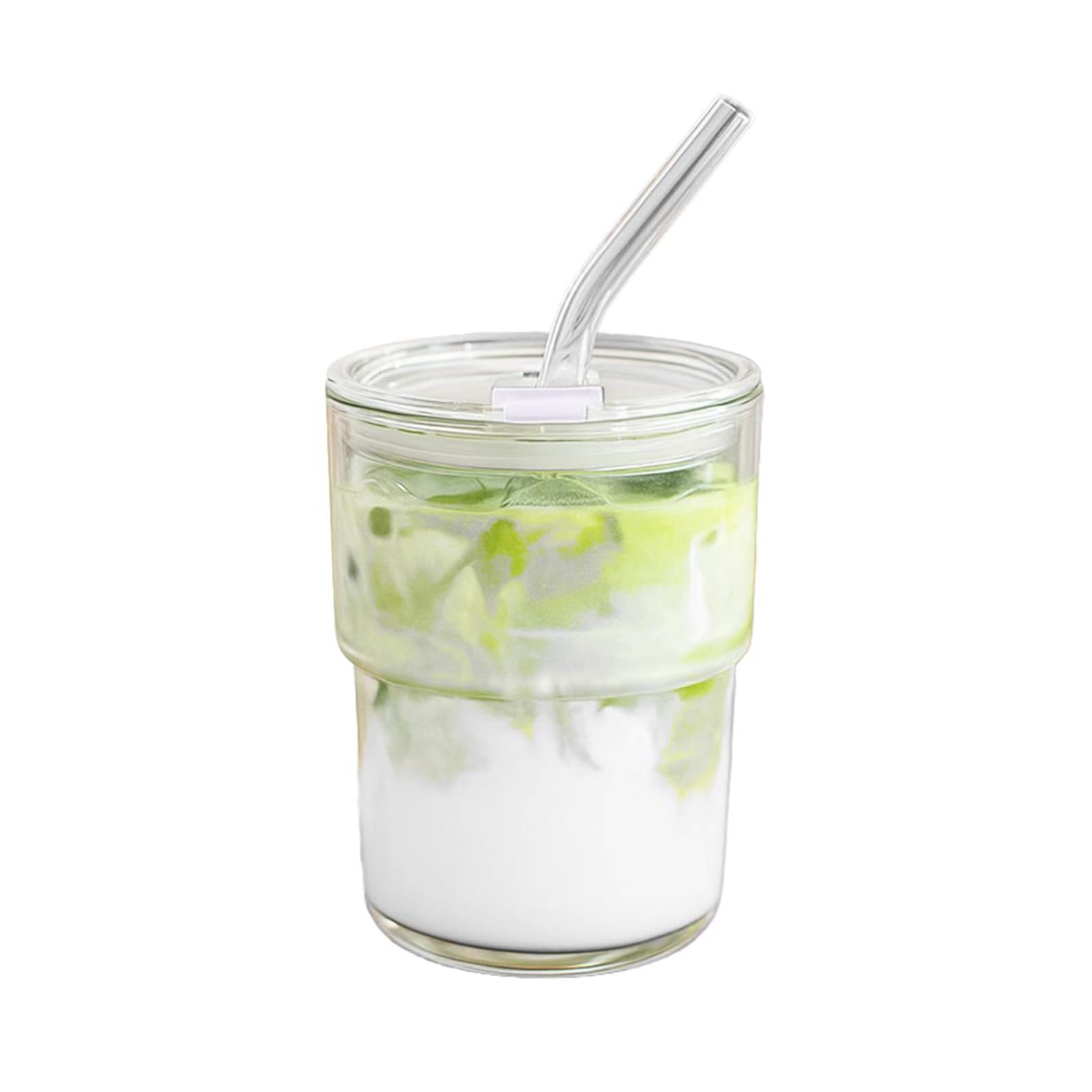 Photo 1 of MINGHYZYA 13oz Glass Tumbler with Straw and Lid Sealed, Carry On Reusable Iced Coffee Cups,Thick Wall Glass Coffee Drinking Glassware Cups
