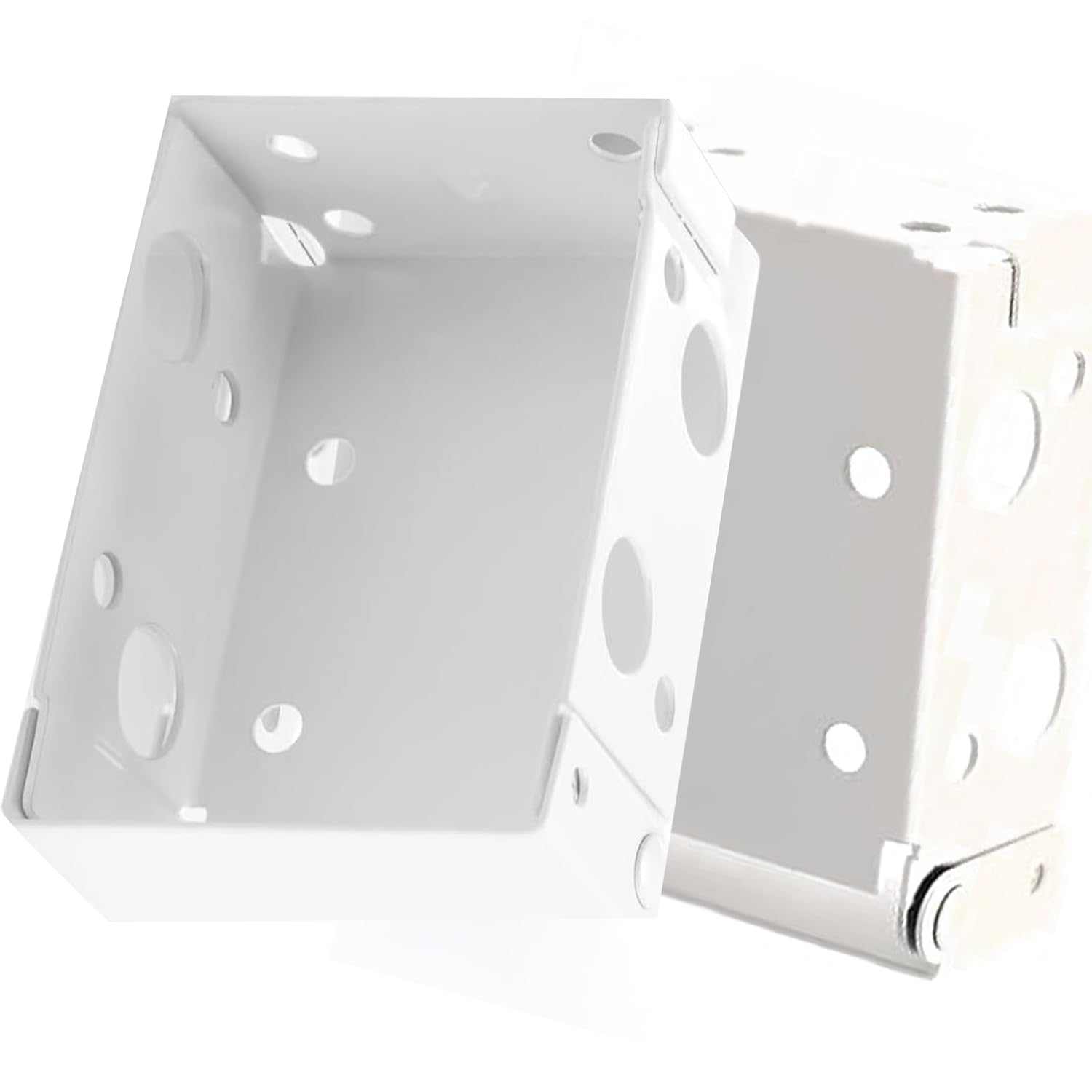 Pair of White Metal Box Mounting Brackets - Set of 2 Easy Install Venetian Blind Fittings, Rectangular Brackets for Window Blinds