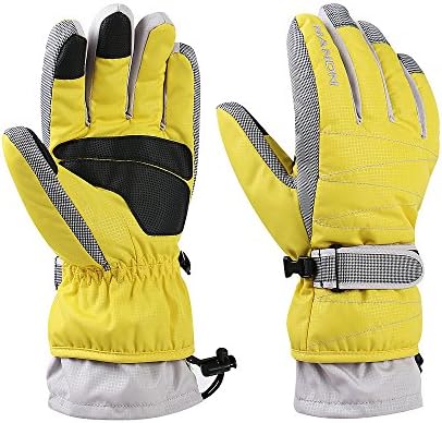 Waterproof Ski Gloves Snowboarding - Winter Warmest and Water Snow Gloves for Mens,Womens,ladies and Kids (Yellow, L)