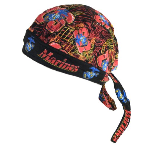 New Us Marines, Sewn - Molded Bandana Bandanna, Biker Skull Hat Cap, Head Scarf
