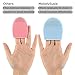 MelodySusie 2 Pack Makeup Brush Cleaner Silicone Makeup Brush Egg Glove Scrubber Board Cosmetic Clean Tools 3 Fingers Brush Cleaner - Blue+Pink(2 Pack)