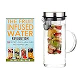 HOT SALE - Holiday Offer with Printed Recipe Book - SKÃ–N Infusion Pitcher ~ Premium Quality Fruit Infused Water Pitcher (32 oz.) made from Borosilicate Glass with Stainless Steel Lid