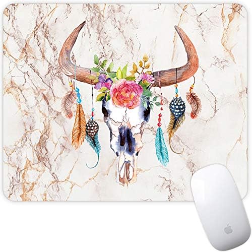 Marphe Mouse Pad Marble Pattern Dream Cather Bull Skull Mousepad Non-Slip Rubber Gaming Mouse Pad Rectangle Mouse Pads for Computers Laptop