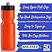 50 Strong Sports Squeeze Water Bottle Bulk Pack - 24 Bottles - 22 oz. BPA Free Easy Open Push/Pull Cap - Made in USA - Great for Adults & Kids - Top Rack Dishwasher Safe - Fits in Bike Cage