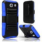 Samsung Galaxy Stardust Case, Nagebee - Samsung Galaxy Stardust S766C Hybrid Armor Stand Case With Holster and Locking Belt Clip Case for Samsung Galaxy Stardust S766C (Holster Blue)