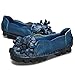 Outdoor Flat Casual Shoes, Tezoo Women's Genuine Leather Loafers - Handmade, Flower Style, Soft, Comfortable