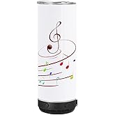 VACVOU 1Pcs 20oz Sublimation Music Speaker Blank Tumbler Cup with Lid Double Wall Vacuum Insulated Bluetooth Speaker Skinny Straight Tumblers (black, 1)