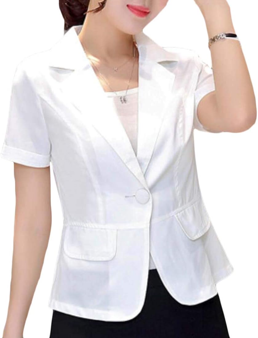 white short sleeve blazer women's
