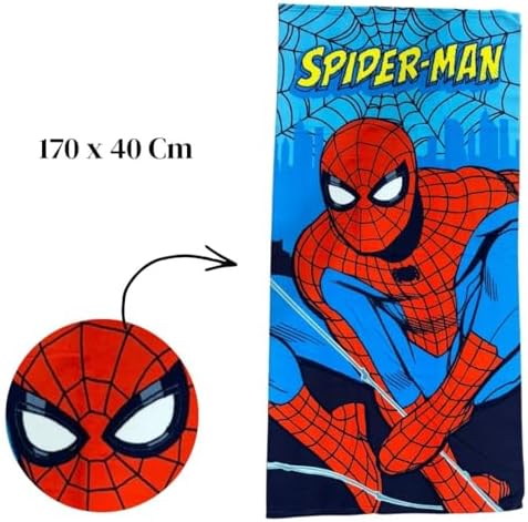 , Spiderman Badehandtuch Kinder 70x140 cm, Marvel Superhelden Strandtuch Duschtuch aus Polyester, Leichtes Reisehandtuch für Kinder, Saugstarkes Badetuch für Schwimmbad, Strand und Dusche