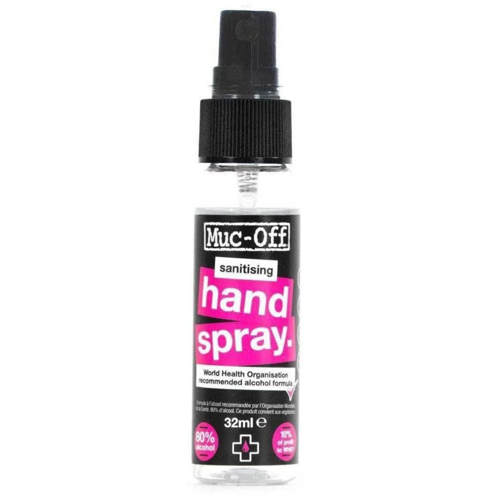 Muc-Off Antibacterial Hand Sanitiser, 32ml - 80% Alcohol Antibacterial Hand Wash - Effective Hand Sanitiser Spray for Home, Office and Travel