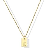 Gacimy 18K Real Gold Plated Initial Necklace for Women - Small Square Letter Pendant with Box Chain - Minimalist Personalized Jewelry Gifts for Mom