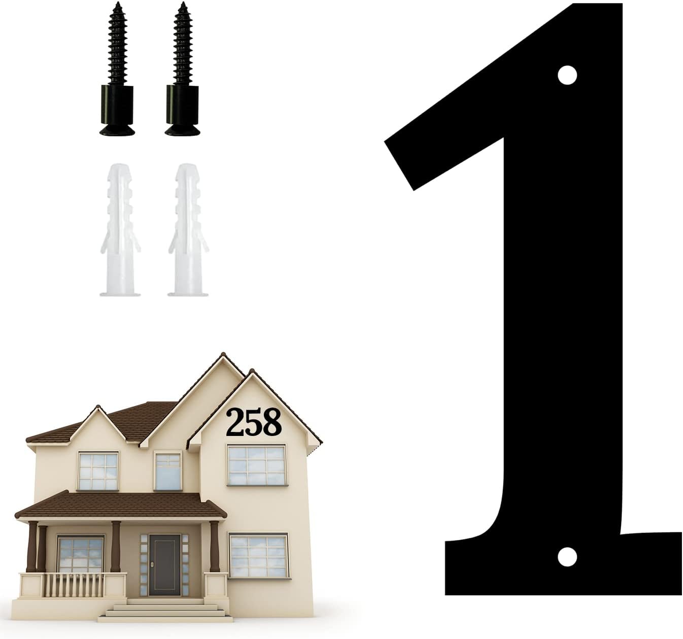 Address Signs - 10.6 Inch Large House Numbers, Modern Floating for Outside Large Metal House Numbers Black Coated Rust-Proof Home Address Numbers Plaques Metal Numbers (1)