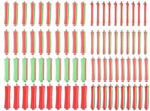 80Pcs/Set DIY Cold Perm Rod Salon Hair Roller Curling Curler Rubber Band Hair Clip ing Styling Tool Orange+Green