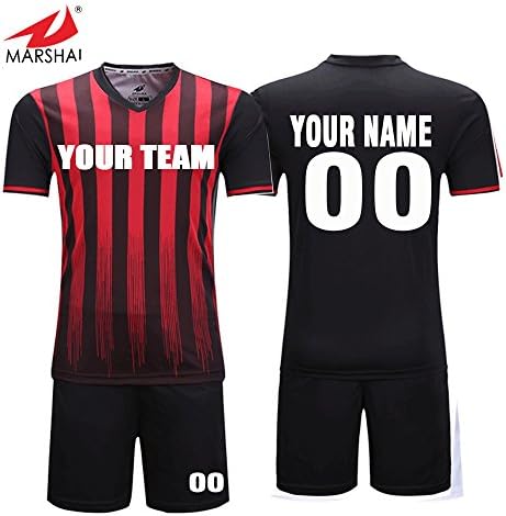 Marshal Jersey Custom Soccer Jerseys Black and Red Custom Your Name, Number