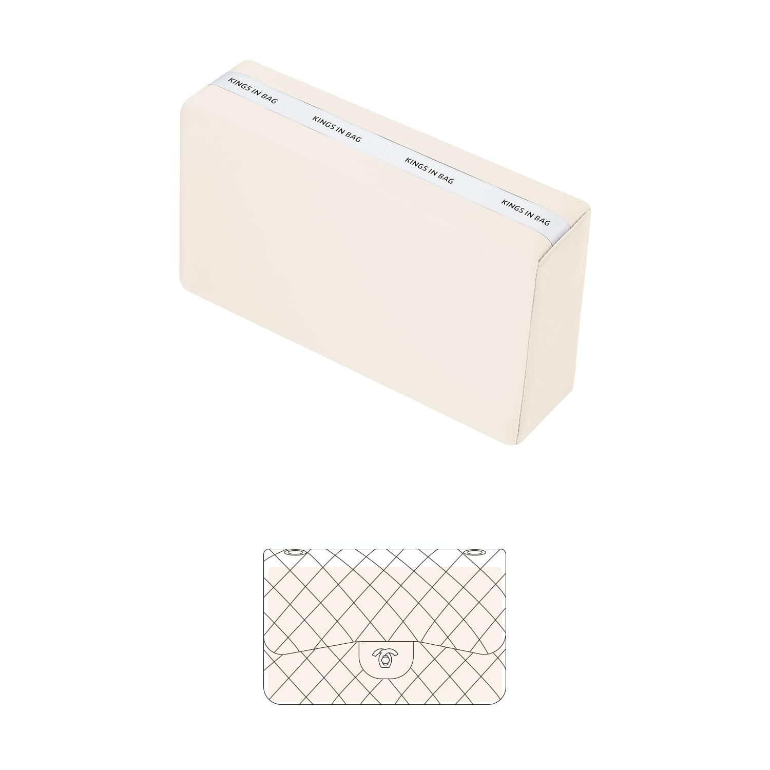 Purse Shaper Pillow Insert for Chanel Flap Bags, Luxury Bag Shaper with Lightweight Satin, Fits Chanel Classic Flap Mini 20, Satin Surface with Memory Foam Inner (Craie, CF Mini)