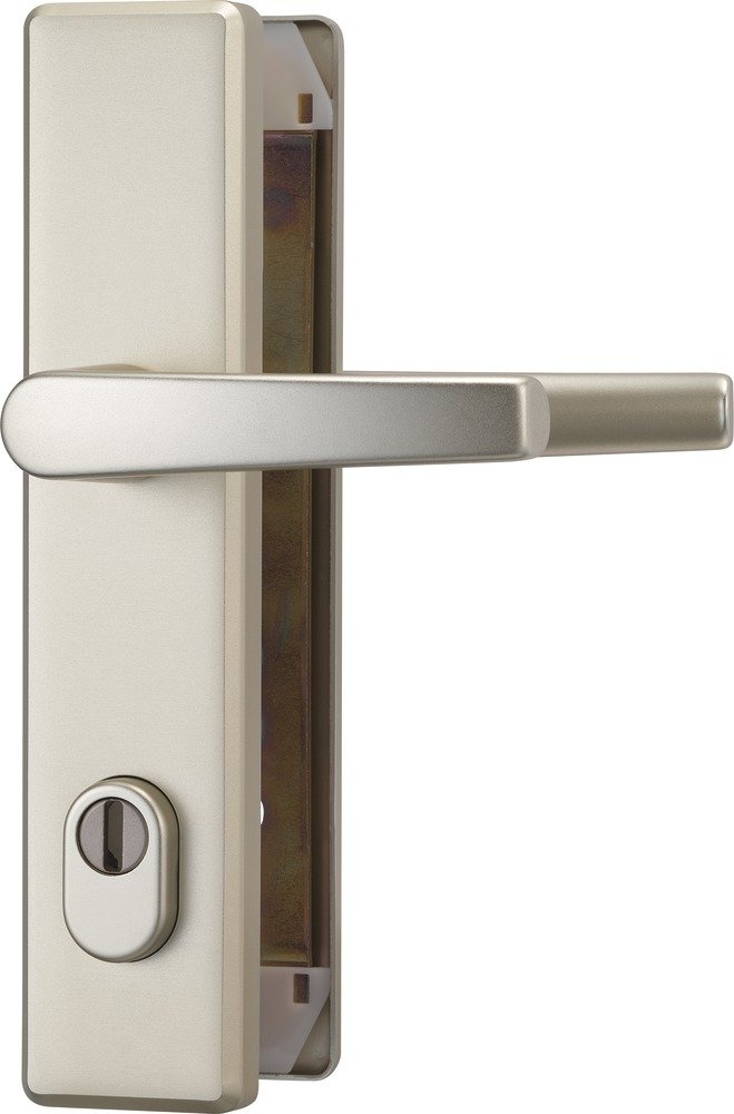 ABUS HLZS814 F2 084126 Door Fitting with Steel Cylinder Protection Square Nickel Silver