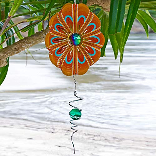 Art Jardin Wind Spinner Spiral Tail Green Glass Helix Spiral Ball for Hanging Wind
