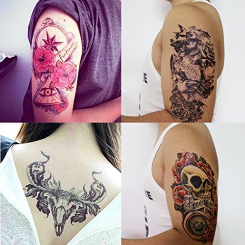 GIFT!Tastto 4 Sheets Temporary Tattoos of Skull, Bull with Gift