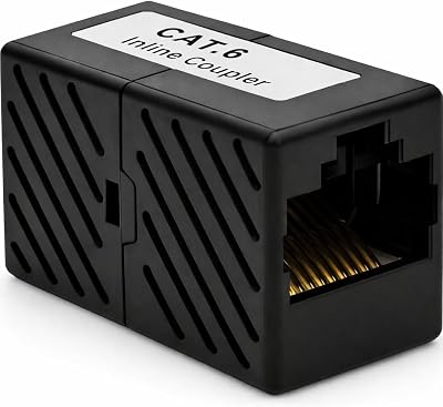 AKORD Cat6 RJ45 Inline Coupler Gigabit Ethernet LAN Joiner Black