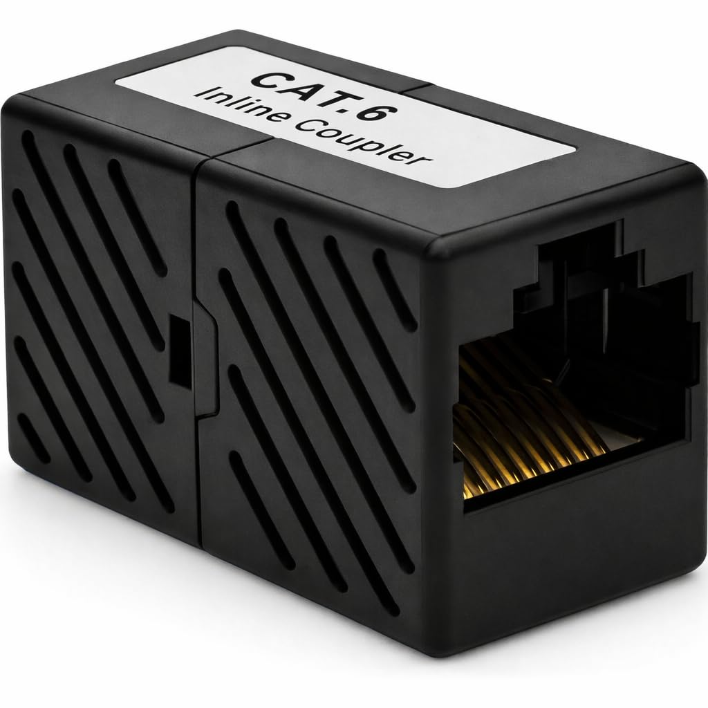 AKORD Cat6 RJ45 Inline Coupler | Gigabit Ethernet LAN Joiner | Black