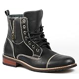 Ferro Aldo MFA-808561 Mens Lace up Military Combat Work Desert Ankle Boot w/ Leather Lining, Black, 9 D(M) US