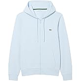 Lacoste Men's Non-Brushed Fleece Half Zip Hoodie, Light Blue, XX-Large