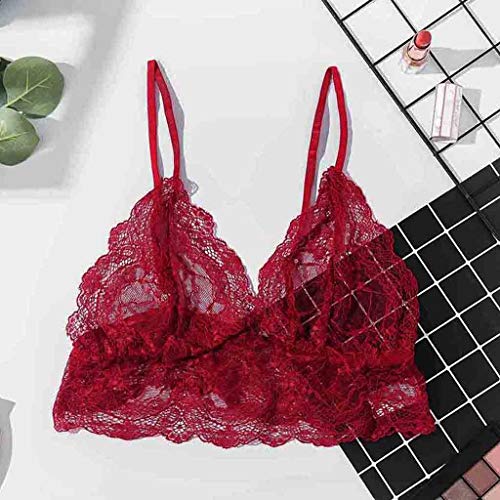 Fanteecy 5 Pieces Women Lace Bra Sexy Bralette Strappy Soft Bustier Lingerie Sexy V-Neck Underwear Tube Top Bra (Yellow Blue Wine White Black, S)