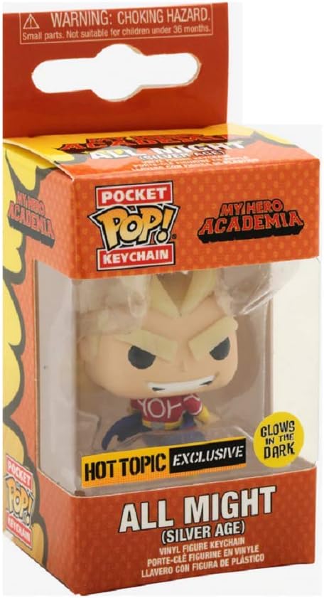 Funko Pop! Keychain: My Hero Academia (MHA), (MHA), All Might, (Silver Age), Glow In the Dark Novelty Keyring