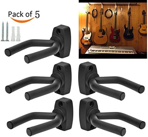 5-PACK Guitar Hanger Hook Holder Wall Mount Display Acoustic Electric (Black)