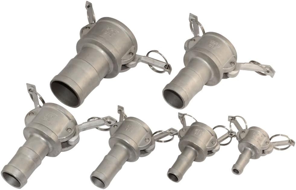 GlobalMa Hose Barb Fitting x 1" C Trash Pump Adapter Female Camlock,Stainless Steel 316