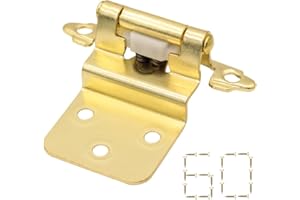 DONANIM 3/8" Inset Gold Cabinet Hinges, (30 Pairs-60 Pack) Self Closing Hinges for Gold Cabinets Doors, 3/8 Inset Gold Kitchen Hardware Cabinet Door Hinges