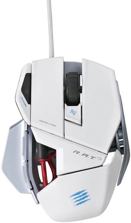Amazon Win8 Mac 対応 R A T 3 マウス ホワイト プレミアム多機能3500dpiオプティカル ウェッジシェイプデザイン 5ボタン 3モード切替で9種類の機能設定可能 Mc R3 Wh Mad Catz ゲーミングマウス 通販
