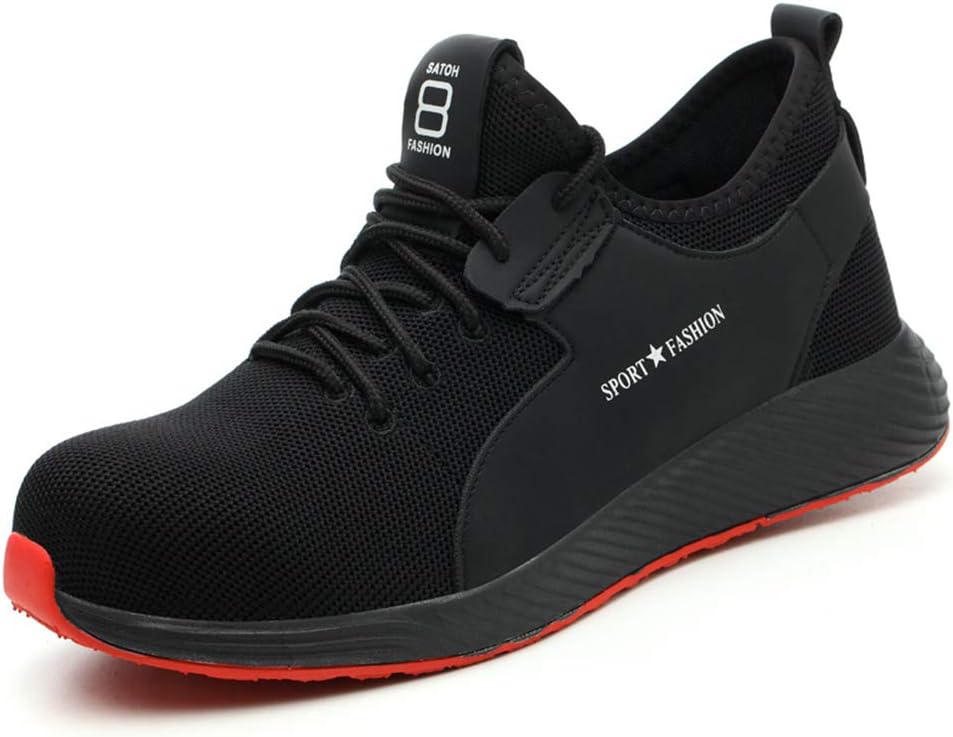 HHYHOME Mens Steel Toe Safety Shoes Womens Lightweight Breathable Mesh Sneakers Anti Puncture Anti Slip Casual Work Shoes Anti-Smash Industrial Construction Sneakers Outdoor Sport Shoes