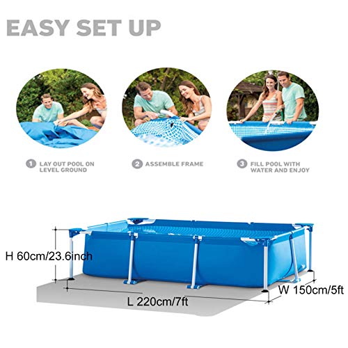 AEU Small Frame Swimming Pool 220X150x60 cm Schwimmbecken Schwimmbad Mit Extra-Zubehör: Unterlegplane, Schwimmbecken… – Bild 4