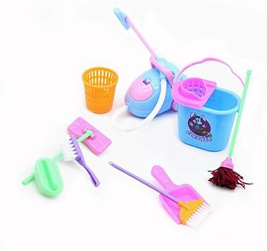 Childplaymate 9pcs Girls Doll Pretend Play Toys Mop Broom Cleaning Tools Kits Kids Gifts