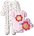 BON BEBE Girls' 3 Piece Take Me Home Set with Coverall Bodysuit and 3d Bib, Flower, 3-6 Months