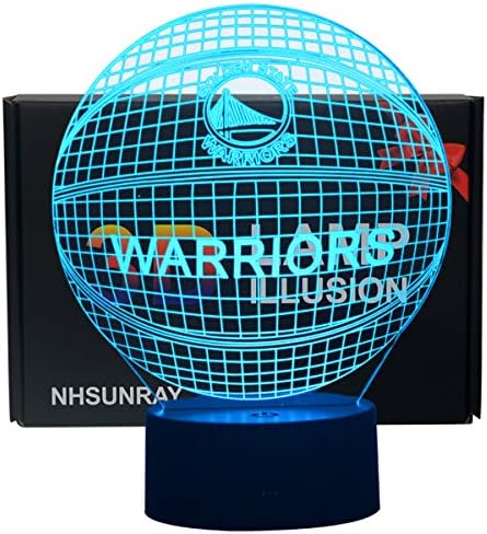 3D Illusion Night Light LED Desk Table Lamp 7 Color Touch Lamp Art Sculpture Lights Birthday Gift for Kids Bedroom Decor (NBA Warriors)