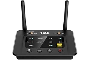1Mii B03Pro Bluetooth 5.3 Transmitter Receiver for Home Stereo TV, HiFi Wireless Audio Adapter with Audiophile DAC & aptX Low Latency/HD/Adaptive, Long Range, Optical RCA AUX 3.5mm Outputs/Inputs