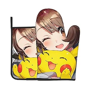 Xiaoxian Pokemon 47 Hittebestendige keukenovenhandschoenen, ovenhandschoenen en potdekselhandschoenen, veilig om te…