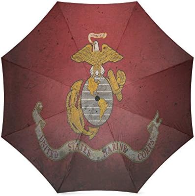 Custom United States Marine Corps Eagle &amp; Anchor Logo Compact Travel Windproof Rainproof Foldable Umbrella