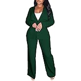 Elainone Pant Suits for Women Professional 2 Piece Outfits Solid Color Button Down Business Casual Blazer Sets