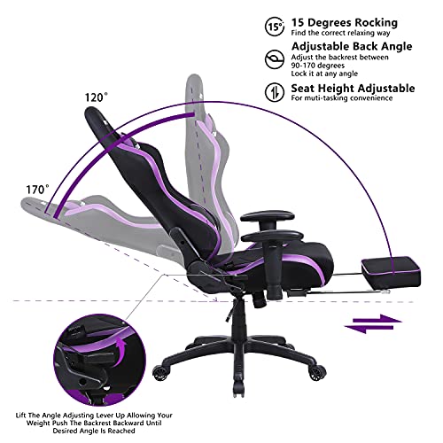 Dowinx Gaming Chair with Footrest Ergonomic Racing Style Recliner with