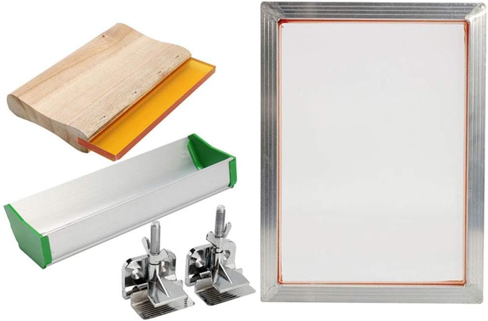 Ktimor Screen Printing Kit Aluminum Frame Hinge Clamp Emulsion Coater Squeegee